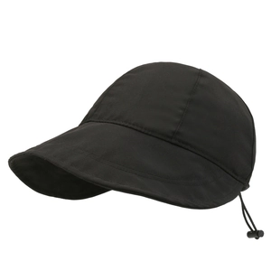 Cappello da sole nero asciugatura rapida da donna con tesa larga e coulisse