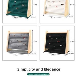 Velvet jewelry display stand dimensions 27.5x31.5cm with inclined wood frame for rings