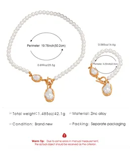 Größentabelle für Barockperlen-Halskette und Armband-Set mit Zinklegierung-Verschluss