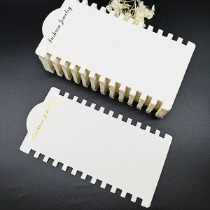 White 12-slot jewelry display cards for bracelets and hair ties with gold Fashion Jewelry text