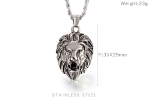 Détails du poids 23g et dimensions 35x29mm du pendentif lion en acier inoxydable