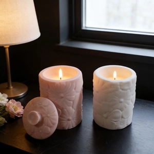Embossed flower storage box silicone mold for DIY resin candle jars and gypsum decor