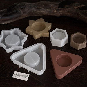 Geometric silicone molds for star, hexagon, and triangle resin candle holders and decor