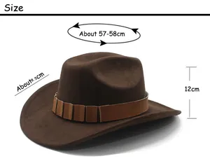 Tableau des tailles détaillé pour le chapeau de cowboy marron en daim synthétique