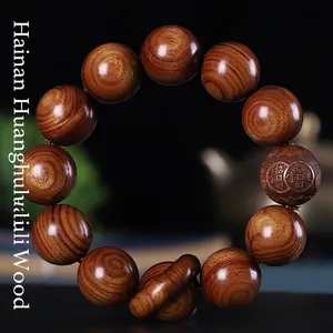 Bracelet de Perles Mala en Bois Naturel Fait Main 20mm 12 Perles Style Ethnique Bracelet de Méditation Bouddha Sculpté à la Main pour Hommes Femmes