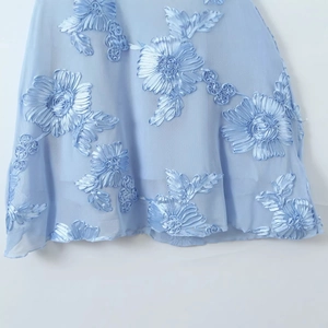 Robe en mesh bleu clair avec broderie florale en ruban 3D et travail exquis