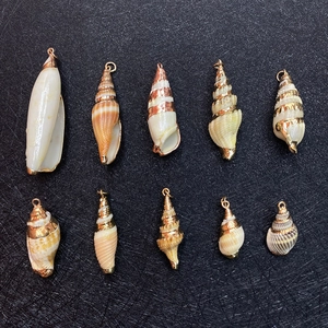 Natural Shell Conch Pendants Gold Edged Charms For DIY Jewelry Making Necklace Earring Supplies Elegant Bohemia