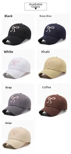 Détail de la broderie nœud et des options de couleurs pour casquettes de baseball