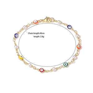 Detailed specs of the 40cm evil eye and pearl necklace weighing 2.8g in gold finish