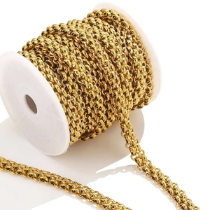 Spool of thick golden stainless steel link chain for DIY hip-hop jewelry and bags