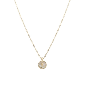 Gold plated necklace with freshwater pearl zircon heart pendant on white background