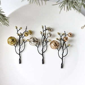 Glitter Christmas berry picks in gold, silver and bronze for holiday wreaths and decor