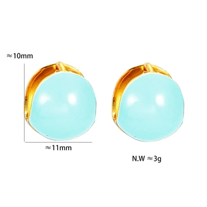 Detail showing blue heart enamel earrings dimensions of 10mm height and 11mm width