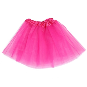 Vibrant pink three-layered ballet tutu skirt with satin elastic waistband in a fluffy A-line style