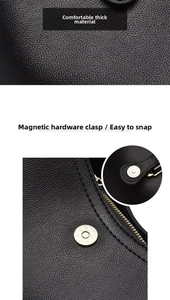 Macro detail of black litchi grain leather texture and golden magnetic metal buckle