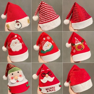 Festive Christmas Hat Santa Claus Reindeer Antler Sequin Plush Knitted Hat For Adults Kids Christmas Party Decoration Supplies