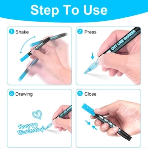 Blue double line outline markers with glitter ink for DIY drawing and scrapbooking