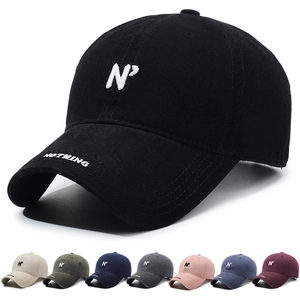 Washed Cotton Baseball Cap Retro Vintage Streetwear Unisex Sun Protection Adjustable Peaked Hat With Letter Embroidery