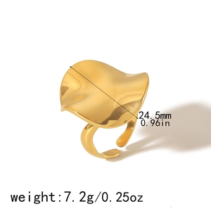 Detail showing 24.5mm diameter of the wavy 18k gold plated stainless steel ring