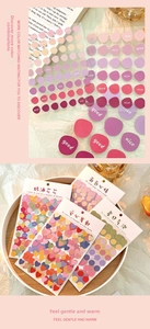 Detailed view of colorful macaron-colored bubble stickers with cute flower and heart shapes