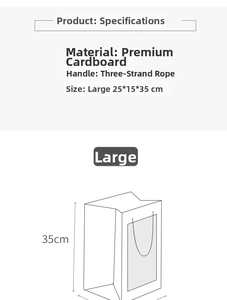 Detailed technical drawing of large Christmas gift bag with 25x15x35cm dimensions