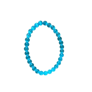 Elegant blue cat-eye stone beaded bracelet with polished round beads for women