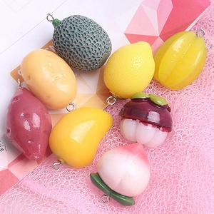 Assorted colorful resin fruit and vegetable charms for DIY crafts and jewelry making