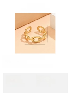 Detailed size specifications for adjustable gold chain ring in stainless steel