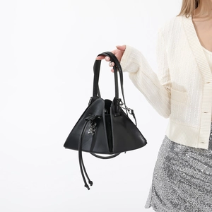 Gothic punk black triangle handbag with skull charm for kids and parents