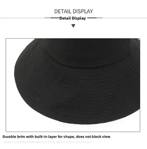 Macro detail of breathable black sun hat brim with sturdy built-in shaping layer