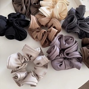 French vintage oversized satin scrunchies in assorted colors with ruffled edges
