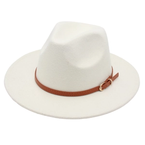 Fedora Hat Vintage British Style Wool Felt Wide Brim Jazz Cap With Leather Belt Buckle For Men Women Unisex Elegant