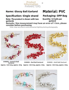 Detailed view of 1.8m PVC glossy ball garland for Christmas tree decoration in various colors