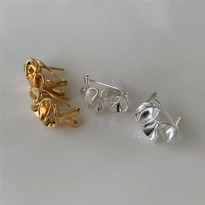 925 Sterling Silver Stud Earrings Twisted Ribbon Abstract Petal Wave Texture Korean INS Style For Women