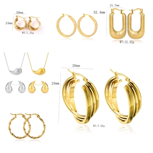 Minimalist stainless steel hoop and C-shaped earrings in gold and silver finish