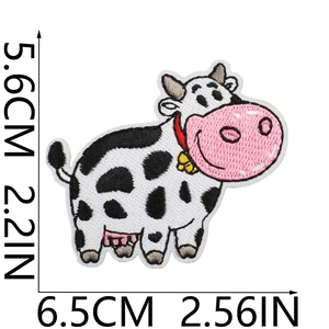 Toppa ricamata a forma di mucca cartoon con macchie nere e bianche per abbigliamento