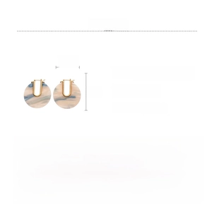 Detailed size and material specs for acetate marble and 18k gold plated U-shape earrings