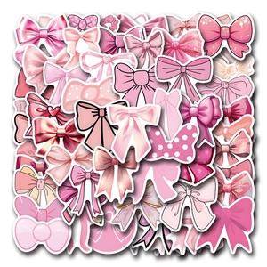 Coquette Pink Bow Stickers Waterproof PVC Decorative Decals For Phone Laptop Journal Scrapbooking Kawaii Aesthetic Style