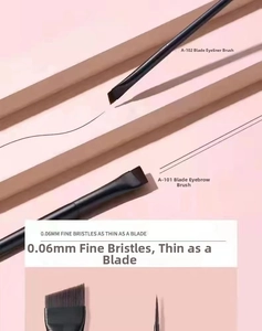 Macro shot of 0.06mm ultra-thin blade brush bristles for precise eyeliner and eyebrow makeup