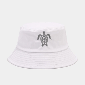 Bob en toile blanche avec broderie de tortue de mer pour protection solaire estivale