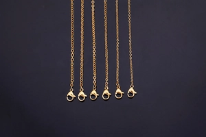 Detailed comparison of six gold-plated punk chains with lobster clasps for jewelry DIY