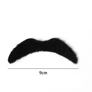 Realistic black fake mustache prop for Halloween parties, 9cm width, plush texture