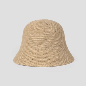 Women Summer Breathable Knitted Bucket Hat Front Long Back Short Casual Simple Solid Color Sun Hat Foldable Cotton Polyester Fisherman Hat