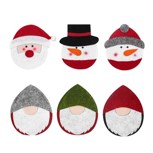 6-piece Christmas cutlery holder set with Santa snowman and felt gnome designs