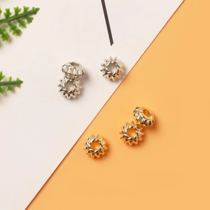 Metallic gear flower spacer beads in gold and silver for DIY jewelry making