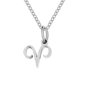Minimalist silver stainless steel Aries zodiac pendant necklace with delicate O-chain