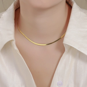 925 Sterling Silver Herringbone Snake Bone Chain Necklace Gold Platinum Plated Flat Choker For Women Men Fashion Jewelry