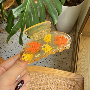 Acetate goldfish hair claw clip with a transparent water-like finish for women