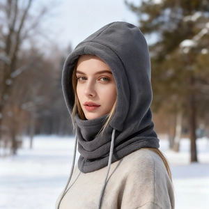 Capuche polaire 4-en-1 coupe-vent avec masque et cache-col pour le ski extérieur