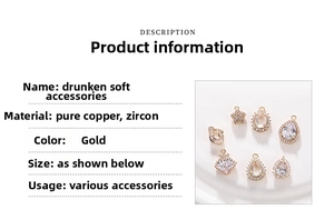Vue détaillée de pendentifs en cuivre avec des pierres de zircon étincelantes de formes variées